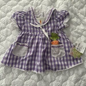 NWT Boutique Bunnies By The Bay Lavender and White Gingham Carrot Easter Dress